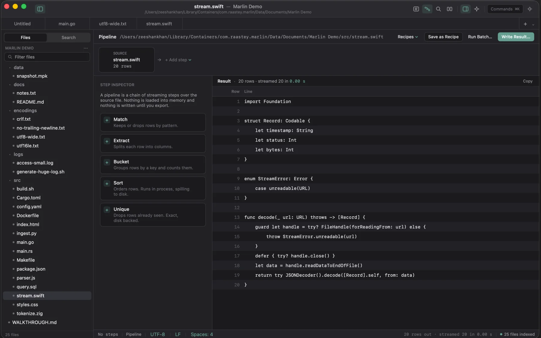 Marlin diff comparison view