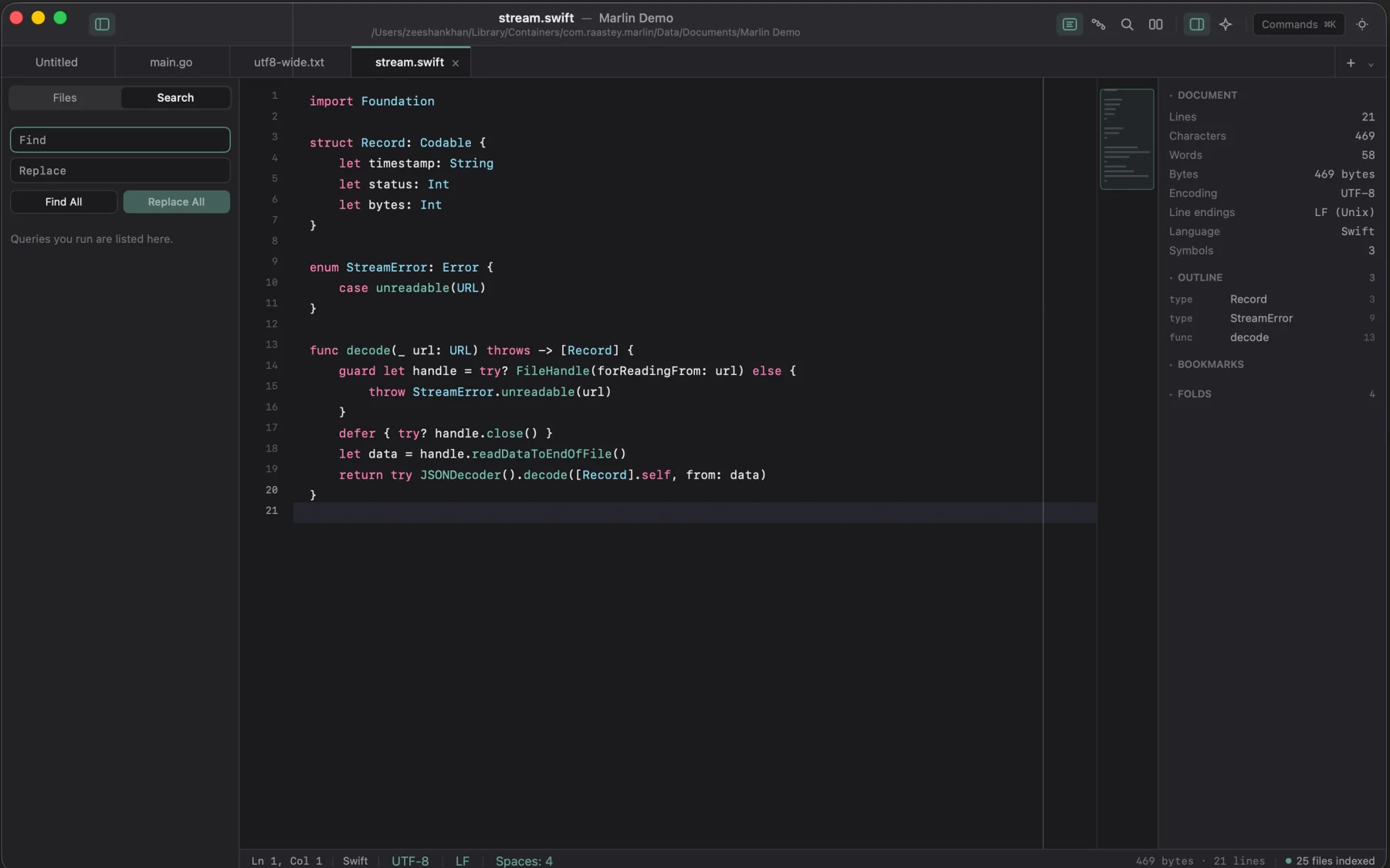 Marlin command palette