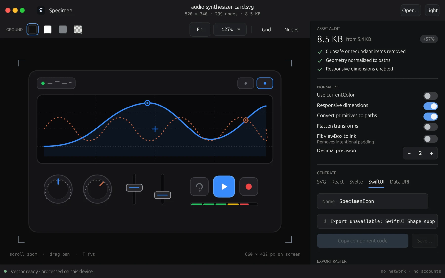 Specimen SwiftUI shape export view