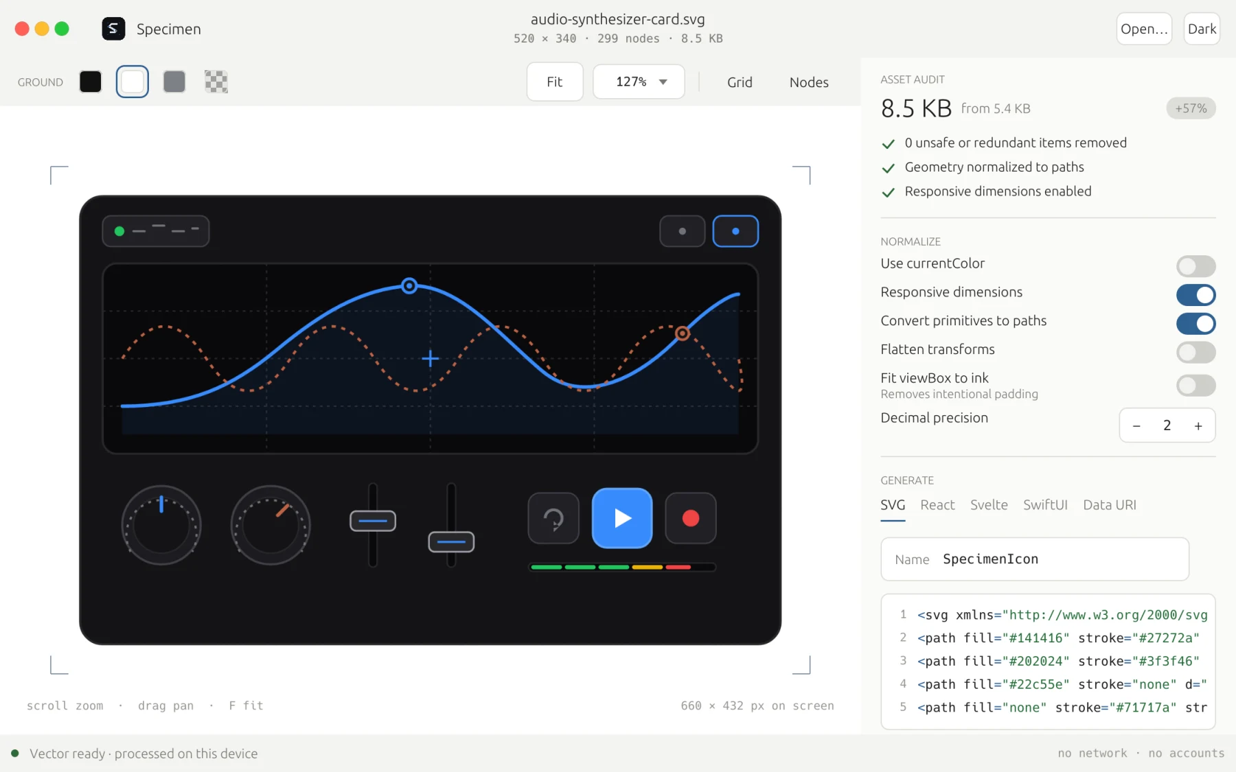 Specimen macOS light theme workbench